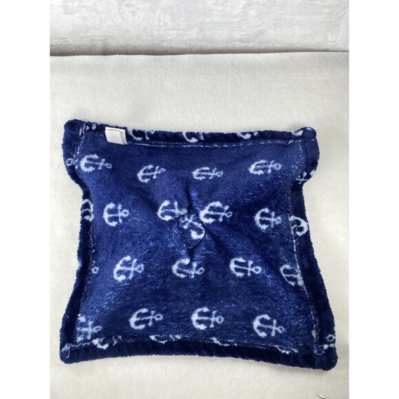 HB Whale Plush Baby Blanket Lovie Comfort Toy 14"x14" Soft Blue White Anchors - Picture 8 of 9